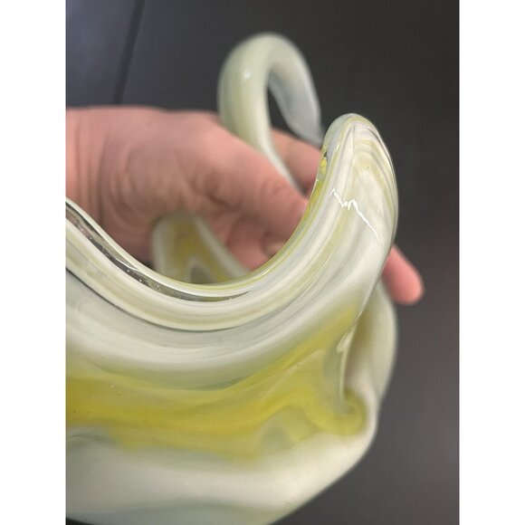 Vtg Art Glass Sooner Murano Style Swan Scalloped 6 Prong Small Beak Hand Blown - Picture 11 of 16